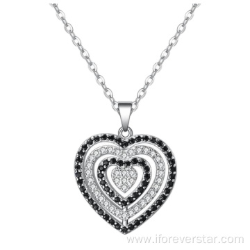 925 silver pendant pave heart charm